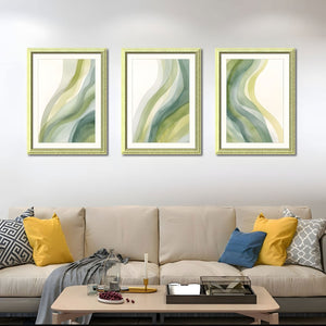 English Elm Set Of 3 Abstract Green Framed Wall Art – Modern Replaceable Canvas Prints For Stylish Home Decor T3976P383226-GIGA
