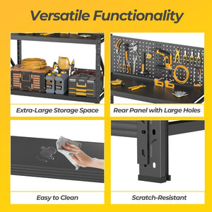 English Elm Storage Shelves with Pegboard Panels Heavy Duty Metal Garage and Pantry Rack Unit T5667P454761