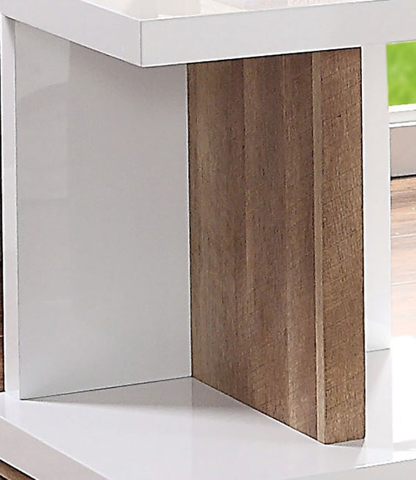 English Elm End End Table Modern Two-Tone White and Natural Finish Open Shelf Minimalist Accent Table B2741P357609
