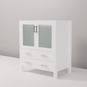 English Elm White Modern Bath Vanity 30" W X 18.25" D - Compact Design With Soft-Close Doors & Drawers For Storage B2731P260418-GIGA