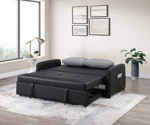 English Elm Ravenna Tufted Pu Leather Sleeper Sofa with Built-in Charging Station for Studio Living B2749P413198