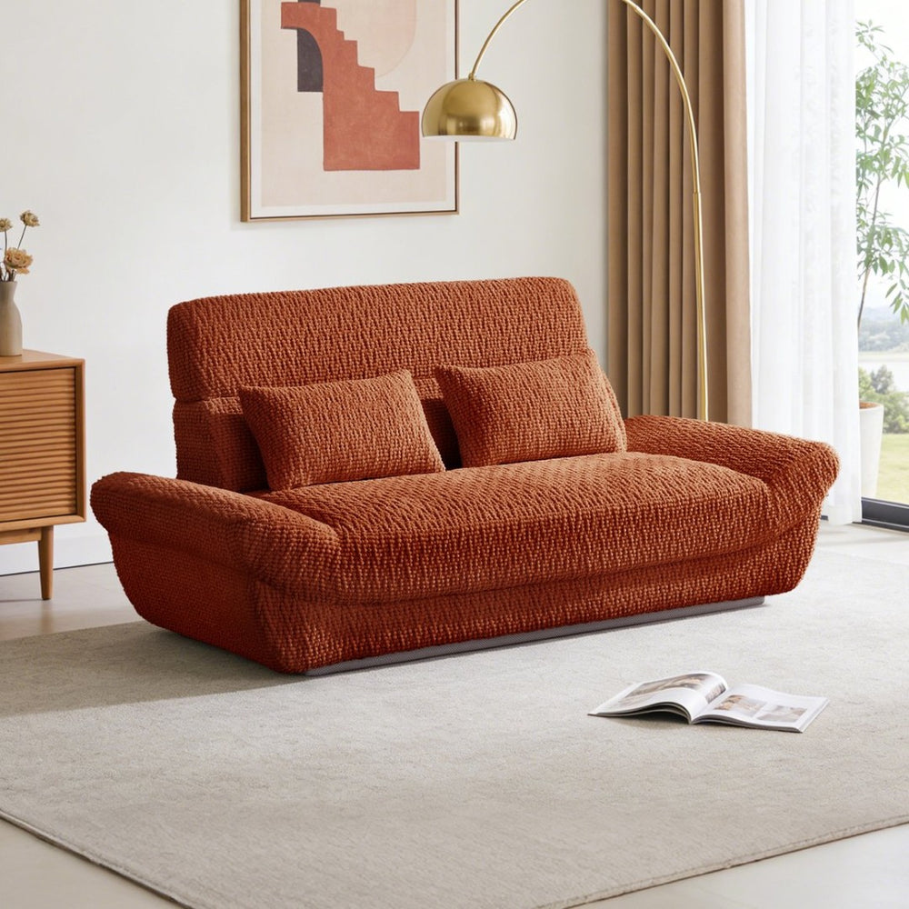 English Elm Cloud Corduroy Loveseat Boxed 2 Seater Sofa with Plush Foam Fill for Apartments Orange W1765P448536