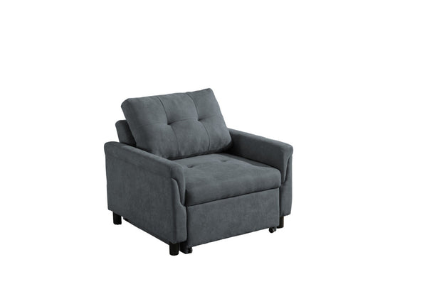 English Elm Francesca Woven Convertible Armchair Foam Pocket Coil Sleeper for Studio Spaces Dark Gray B2749S00194