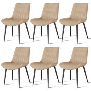 English Elm Khaki Pu Leather Armless Dining Chairs Set Of 4 With Metal Legs – Modern Wave Pattern & Comfort T3967P383850