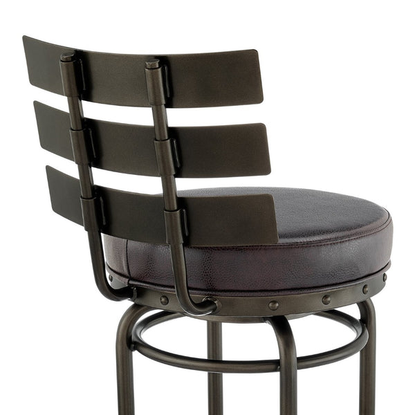 English Elm Piren Swivel Counter Or Bar Stool In Mocha Finish With Brown Faux Leather For Modern Comfort B2736P268557-GIGA