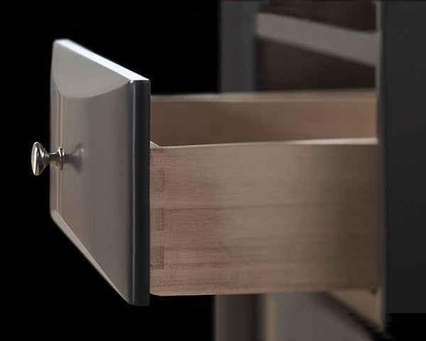 English Elm 1Pc Contemporary Nightstand with Beveled Drawers and Silver Knobs, Solid Wood Accent Table for Bedroom Storage and Style Black 60.5 L x 18 W x 43.2 H B011P216697