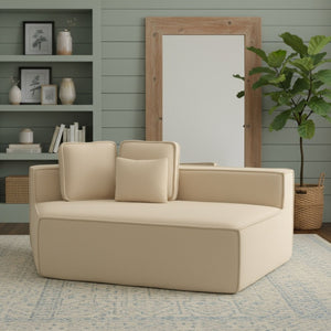 English Elm Beige Teddy Fleece Modular Floor Lounge Chair Plush Foam Cushions for Dorm or Living Room W3326P354556