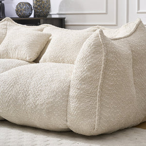 English Elm Soft Plush Foam Beanbag Chair for Two People, Square Recliner Sofa With Superfiber Comfort Embrace Beige W1996P252271