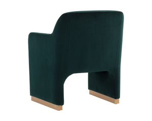 Sunpan Jaime Dining Armchair - Luxurious Gold Base, Moisture-Repellent Fabric, Perfect for Stylish Spaces Meg Dark Emerald