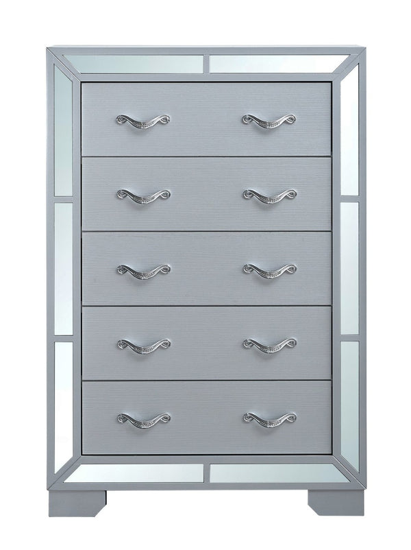 English Elm Murry Glam Five Drawer Chest with Mirror Fronts and Chrome Hardware for Bedroom B078P473040