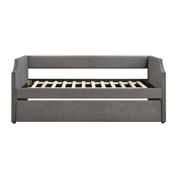 English Elm Modern Upholstered Daybed with Pull Out Trundle Nailhead Trim Twin Guest Room Piece Dark Gray B011P256301