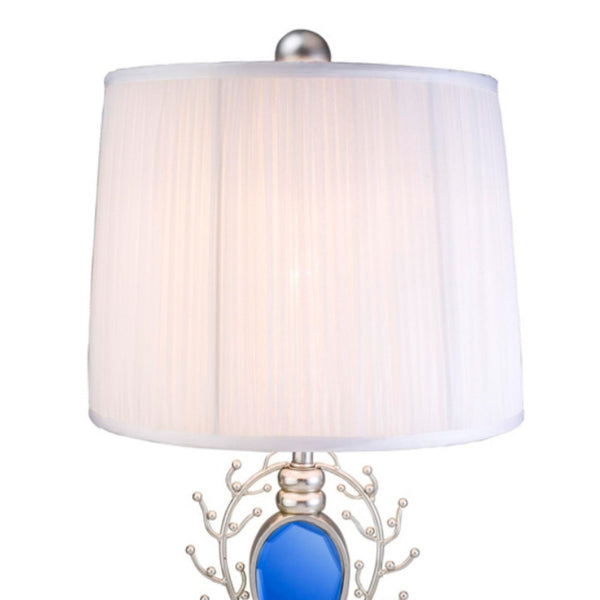 English Elm 27.75" Just Dazzle Polyresin Table Lamp Silver with Crackle Glass Orb Base & Turquoise Gem Pendant B072116200