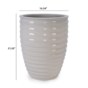 English Elm Ceramic Modern Planter - Elegant Milk White Flowerpot For Indoor & Outdoor Gardens, 21.46Cm W3273P326362