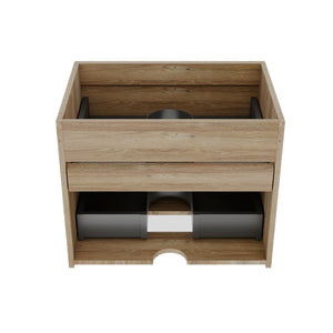 English Elm Grace Oak Grille Floating Bathroom Vanity Wall Mounted Mid-century Modern Storage W1865P352851