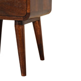 Dark Walnut Solid Wood Bedside Table w/ 2 Drawers, Nordic Legs | 17.72 x 13.78 x 21.65