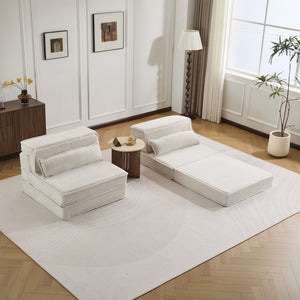 English Elm Compression Modular Floor Sofa Bed - Versatile Diy 2-Seater With Soft Fleece, No Assembly Required! W3723S00047
