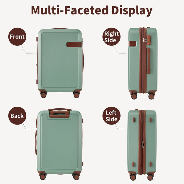 English Elm 4 Piece Hard Shell Abs Luggage Set with Spinner Wheels Tsa Lock and Packing Cubes Light Green N732P197378F
