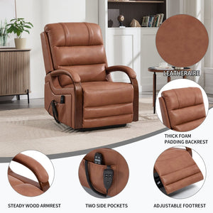 English Elm Power Lift Recliner with Dual Motor Massage Heat and Leatheraire Upholstery 350 Lb W1803S00079