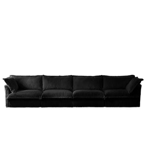 English Elm Slipcovered 4-Seater Sofa - Extra Deep, Removable Black Corduroy Couch For Stylish Living Rooms W3041S00099-GIGA