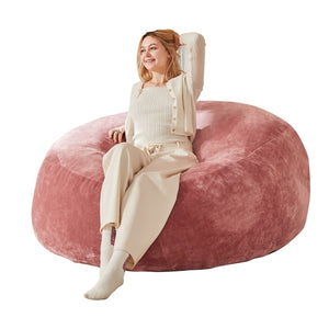 English Elm 6ft Round Memory Foam Bean Bag Lounge Chair with Washable Flannel Cover for Adults Pink W3737P422835