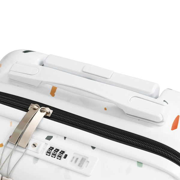 English Elm Luggage Hard Shell 3 Piece Set with Usb Port Spinner Wheels and Front Access Panel Ivory N726P197969W