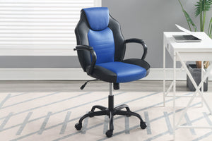English Elm Gaming Ergonomic Office Chair Blue Black Faux Leather Racing Style Adjustable Height Wheels Padded Arms B011P367182