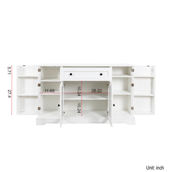 English Elm Buffet Modern Sideboard with Doors — White Storage Cabinet with Drawer, Adjustable Shelves, Coffee Bar Appeal W331S00161