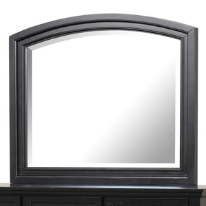 English Elm Meade Carved Wood Veneer Mirror with Low-Distortion Glass, 42"H x 36"W Decorative Statement Piece Black 40.3 L x 46.6 W x 4.3 H B078P301543