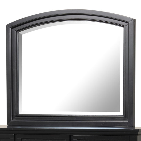 English Elm Meade Carved Wood Veneer Mirror with Low-Distortion Glass, 42"H x 36"W Decorative Statement Piece Black 40.3 L x 46.6 W x 4.3 H B078P301543