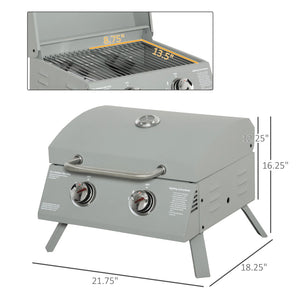 English Elm 21.75" Portable Two-burner Propane Grill with Carbon Steel Body for Outdoor Camping T3971P420647