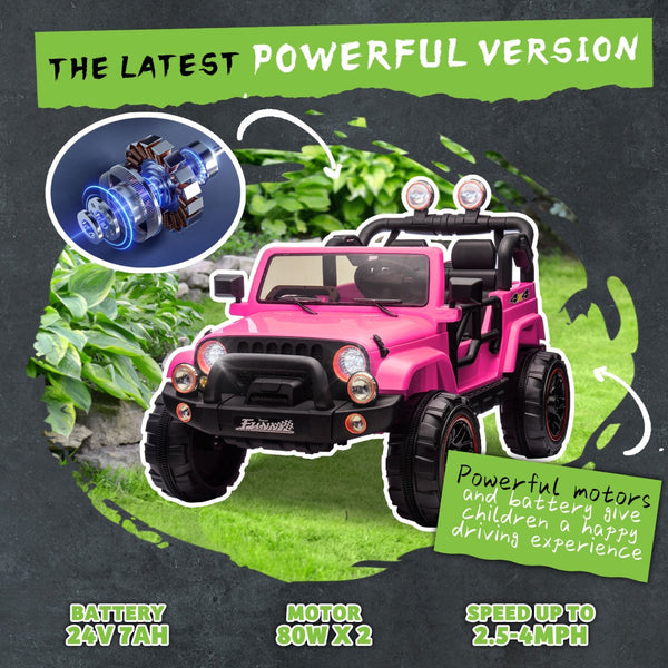 English Elm 24v Kids Electric Ride on Car with Parental Remote Rear Suspension and Bluetooth Audio Pink W1578P228744