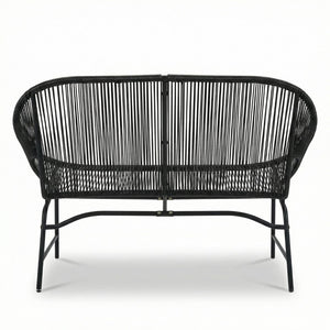 English Elm Condessa Outdoor Pe Rattan Loveseat Iron Frame Weather Resistant Patio Seating Black N775P423051B