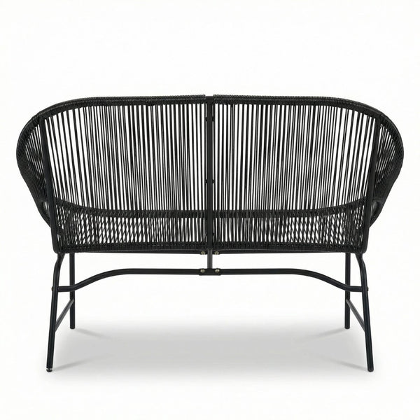 English Elm Condessa Outdoor Pe Rattan Loveseat Iron Frame Weather Resistant Patio Seating Black N775P423051B