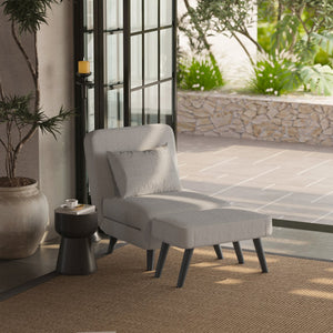 English Elm 3 Foldable Linen Chaise Lounge with Adjustable Backrest Footrest Detachable Pillow Convertible Sofa Bed for Small Spaces Beige 50.59 L x 27.76 W x 11.22 H W1716P280541