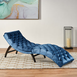 English Elm Christopher Knight Home® - CHAISE Tufted Curved Lounge Chair for One Person — Elegant Accent Recliner with Contoured Comfort and Style Antique Navy Blue 60127.00NVLTCBLT