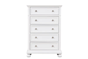 English Elm Meade Contemporary 5-Drawer Chest with Felt-Lined Top, Dovetail Construction & Wood Feet for Style White 39.5 L x 53 W x 20.5 H B078P301541