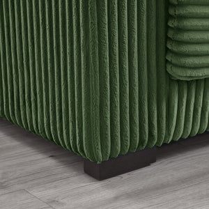 English Elm 93" Sectional Sofa L-Shaped Upholstered Corduroy 3-Seater with Reversible Chaise, Solid Wood Frame, Plush Coil-Foam Cushions Green W1097S00224