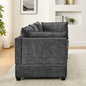 English Elm Contemporary Chenille Sectional Sofa with Channel Tufting and Upholstered Ottoman Included W1117P276961