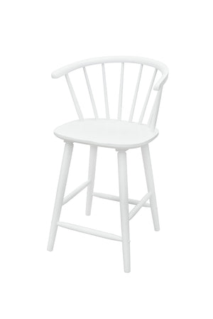 English Elm 2pc White Contemporary Counter Height Stool Chairs with Spindle Back, Ergonomic Curved Seat, Durable Wood Finish — Perfect for Islands and Bars B011P378321