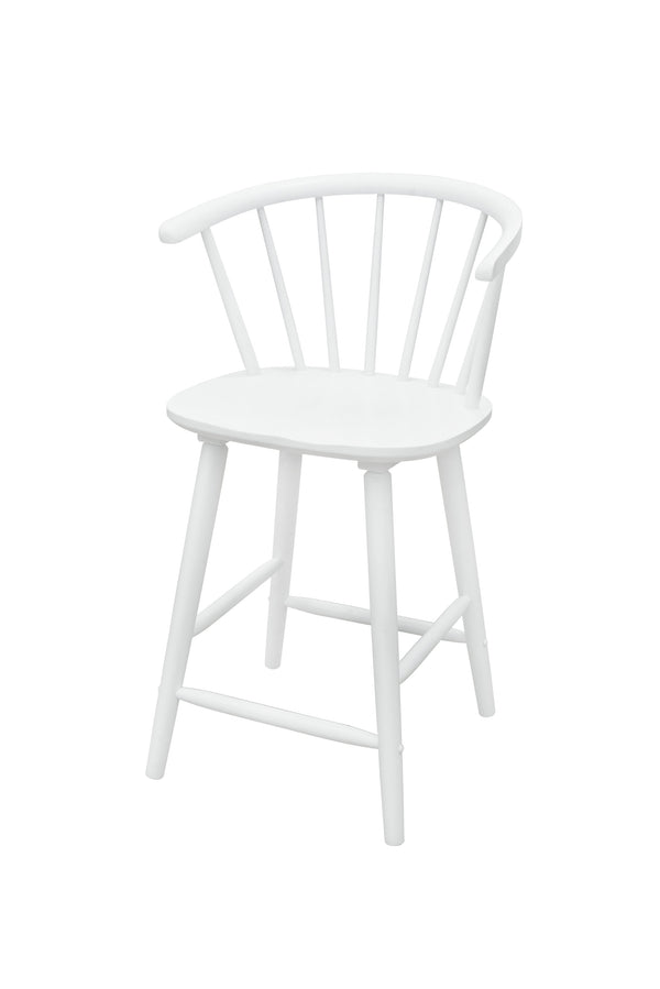 English Elm 2pc White Contemporary Counter Height Stool Chairs with Spindle Back, Ergonomic Curved Seat, Durable Wood Finish — Perfect for Islands and Bars B011P378321
