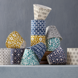 Block Print Black Medallion Pleated Shade - Stylish, Durable Cotton Chandelier Accent for Bohemian Decor