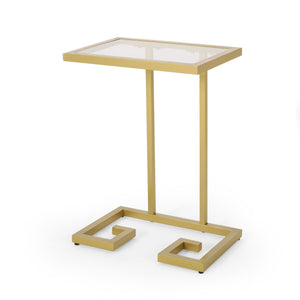 English Elm Christopher Knight Home® - END TABLE Gold C-Shape Modern Glam Iron Frame with Tempered Glass & Greek Accents, 18"W x 24.5"H 68988.00