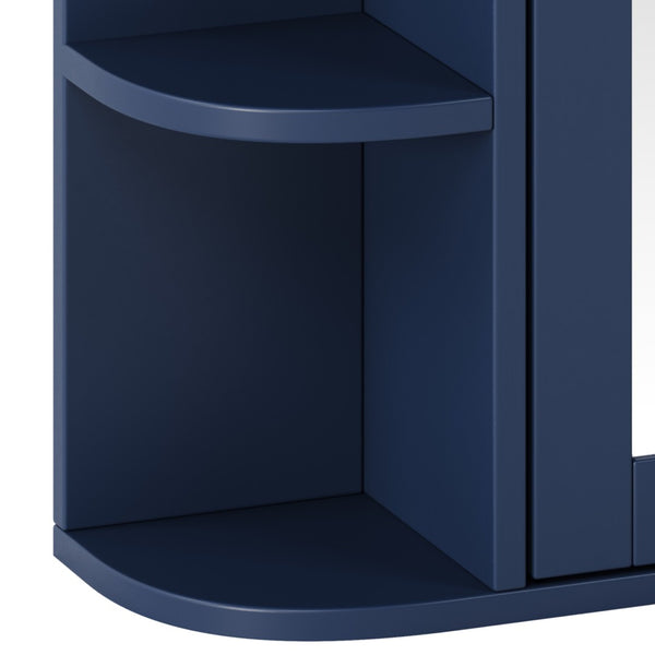 English Elm Bathroom Wall Cabinet with Mirror Door Open Shelving and Adjustable Interior Storage Blue N817P375228B