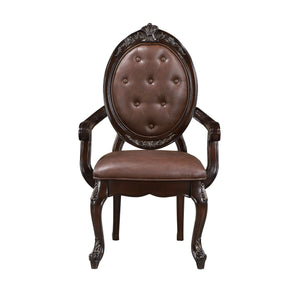 English Elm Torya Brown Arm Chair With Scrolled Arms