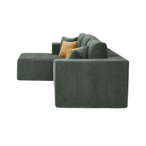 English Elm Full Corduroy Sectional Sofa with Foam Cushions No Assembly Cozy Living Room Seating B2748S00049