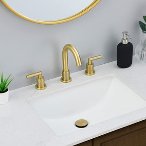 English Elm Gold Brushed Widespread Bathroom Faucet 2-Handle 8" Deck Mount, 360° Swivel, Pop-Up Drain, Hoses T3177P277501