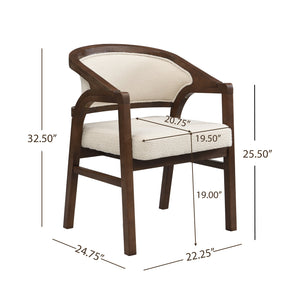 English Elm Christopher Knight Home® - Wooden Modern Dining Chair with Ergonomic Curved Back and Bouclé Upholstery, Solid Rubberwood Craftsmanship Beige,Walnut N771P346814T