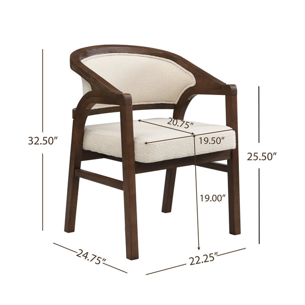 English Elm Christopher Knight Home® - Wooden Modern Dining Chair with Ergonomic Curved Back and Bouclé Upholstery, Solid Rubberwood Craftsmanship Beige,Walnut N771P346814T