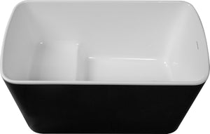 English Elm 49'' Acrylic Freestanding Soaking Tub with Sit-in Seat Japanese Square Design Glossy Black White W1920P412337