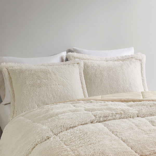 English Elm King/Cal Brielle Ombre Shaggy Long Fur Comforter Mini Set – Faux Mink Reverse, Hypoallergenic, Machine Washable B035129360